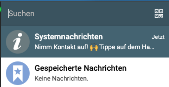 Die Chatübersicht von DeltaChat direkt nach dem Anlegen des Profils